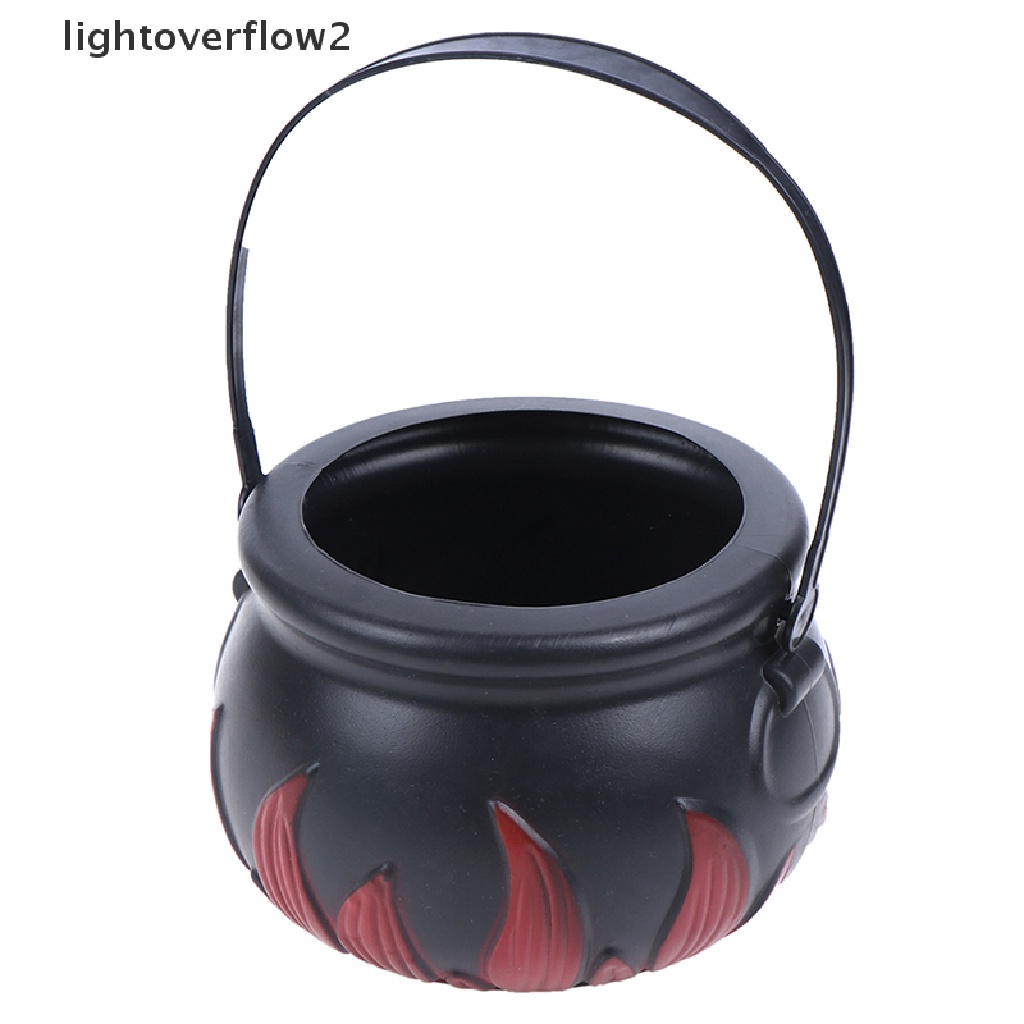 [lightoverflow2] Halloween Candy Kettles Pot Halloween Cauldron Bucket With Handle Kids Toy [new]