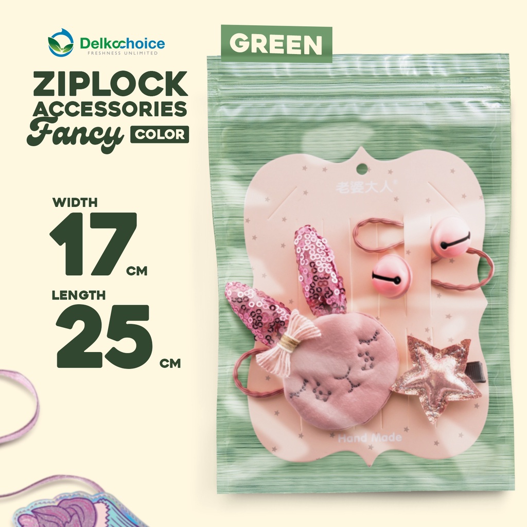 Plastik Klip Kombinasi Aksesoris - Plastik Ziplock Zipbag Green 17x25