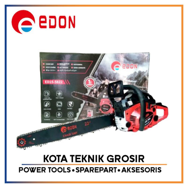 Mesin Chain Saw EDON 22inc/Mesin Gergaji Kayu 22inc EDON ED15-5822 GERGAJI MESIN KAYU 2 TAK