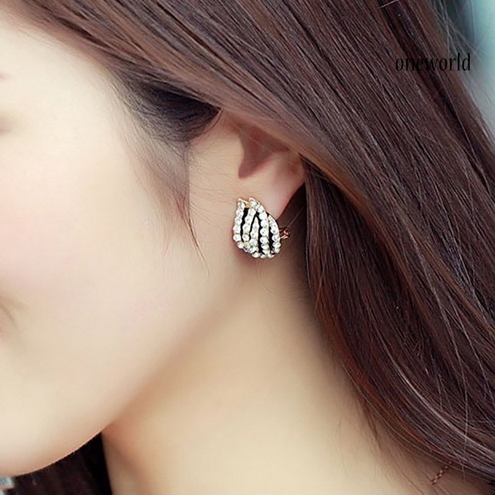 OW@ Women Party Rhinestone Jewelry Tulip Flower Ear Studs Earrings Piercing Gift