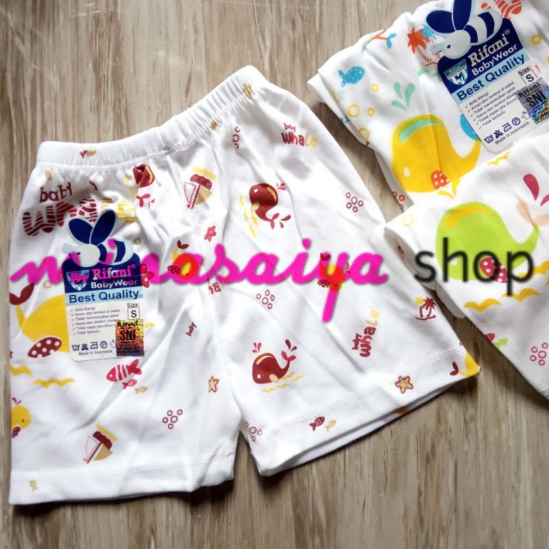 RIFANI 3 pcs Celana Pendek Bayi SNI Seri Putih Uk. S - XL