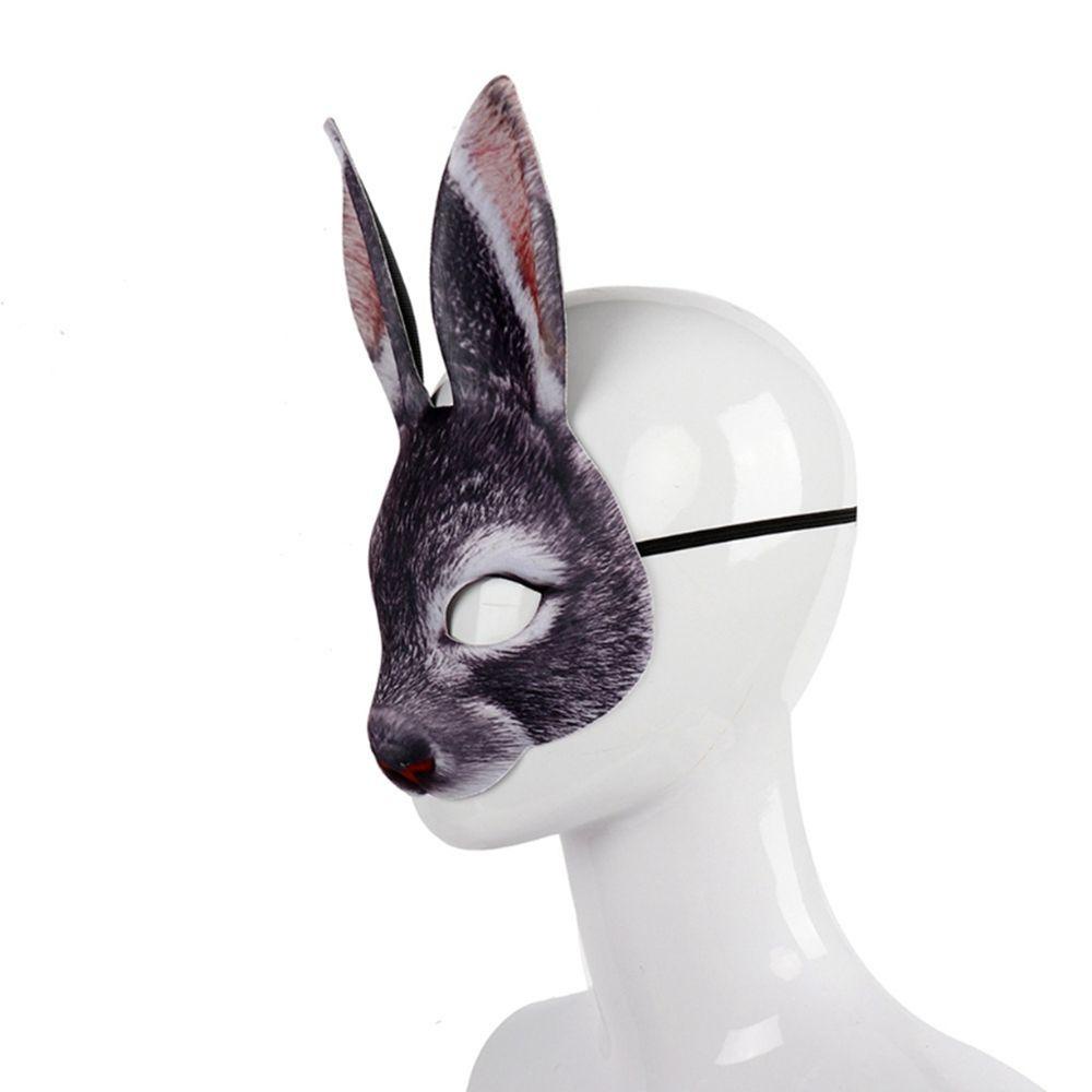 Agustinina Bunny Mask Kelinci Tidak Beracun Unisex Festival Cosplay Alat Peraga Karnaval Pesta Topeng Mata Setengah Wajah Halloween Dekorasi