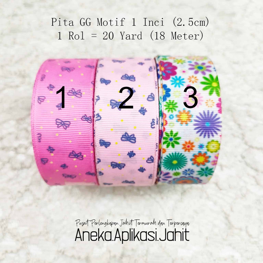 

1 GULUNG PITA GG MOTIF 1 INCI(2.5 CM) 20 YARD (+/- 18 METER)