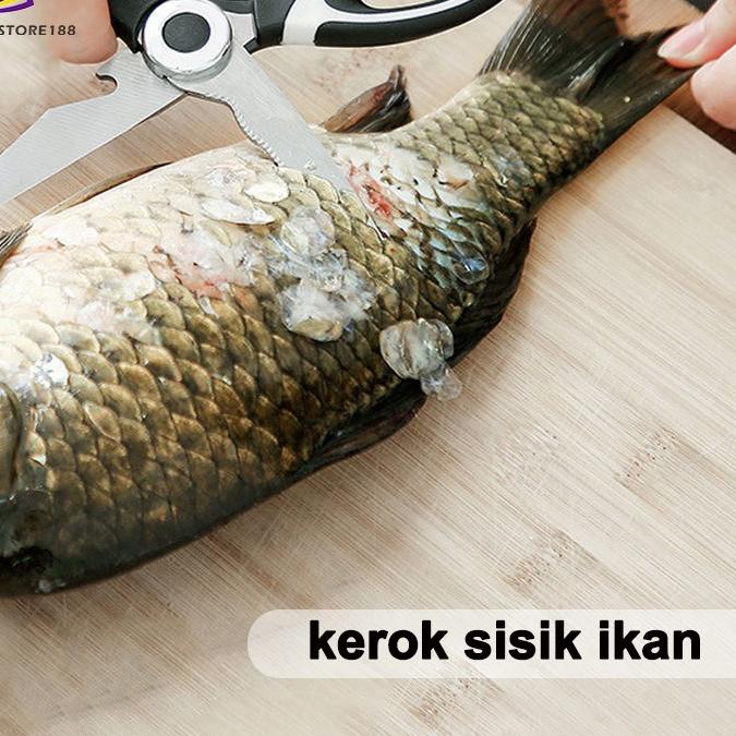 

❤[⚡PECIAL PRICE !!!]❤ Gunting Dapur Serbaguna Gunting Ikan Ayam Daging Stainless Steel Black Murah produck terlaris