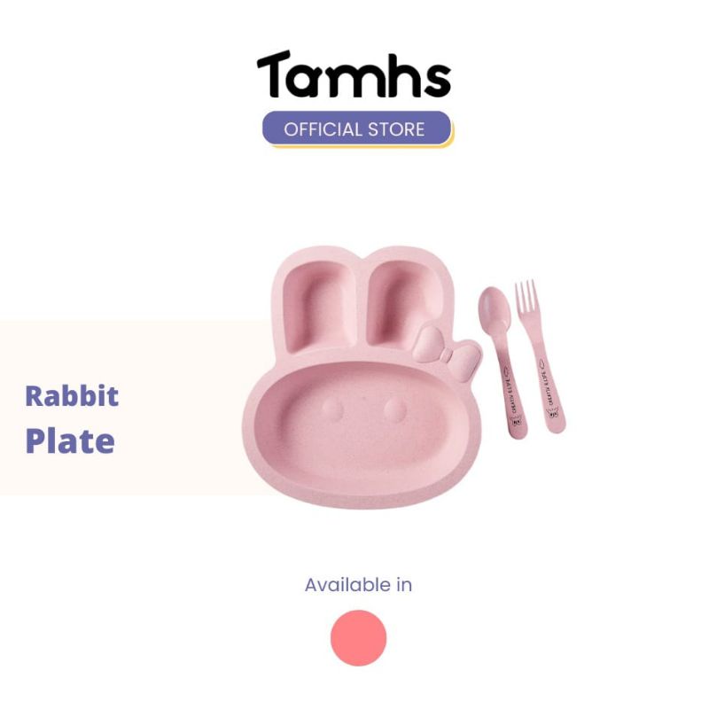 TAMHS Piring makan Rabbit plate 1set sendok garpu