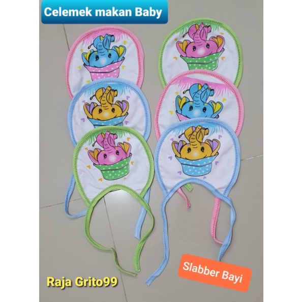 Celemek Bayi Slaber bayi - Celemek makan bayi / Tadah iler / Lap Liur / Slabber Baby - Celemek makan Kain motif print / kain celemek