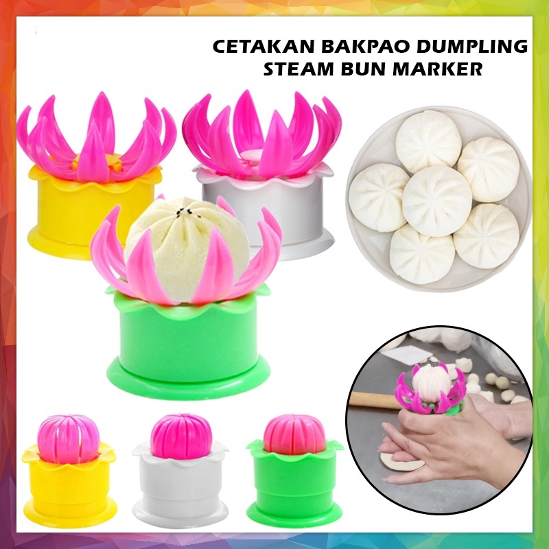 Cetakan Bakpao Bentuk Bunga Lotus / Dumpling Steam Bun Maker / Alat Bantu Pembuat Bakpau Roti Kukus Pangsit Bahan PP Food Grade