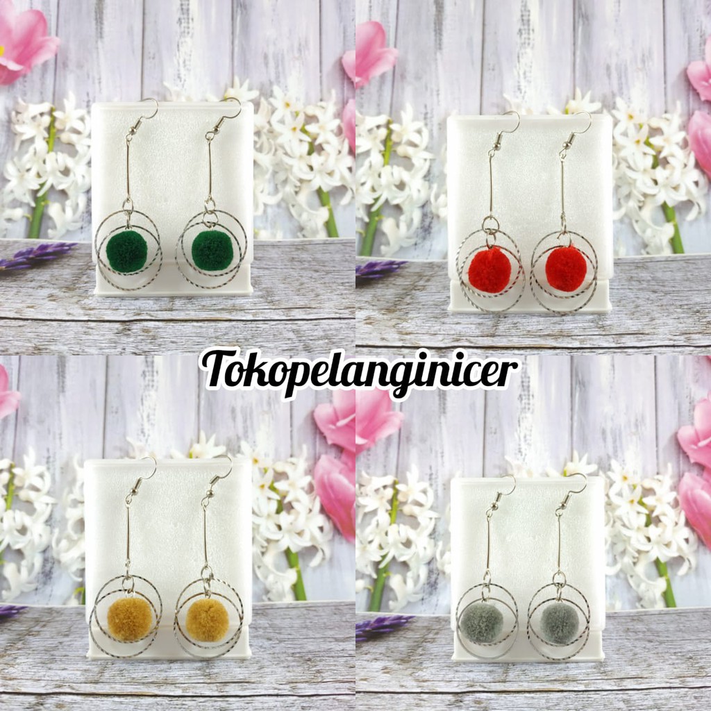 Anting fashion wanita Handmade cantik ( RINGPOM ) By Tokopelanginicer