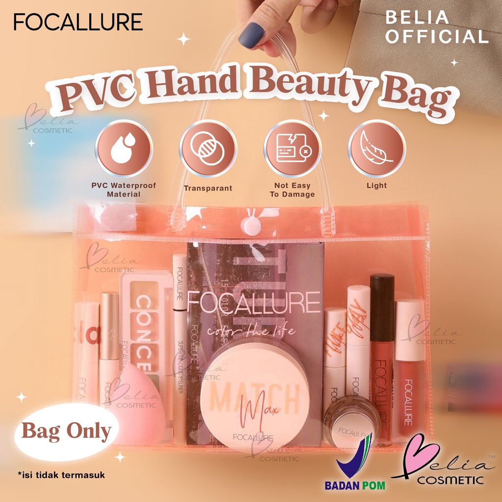 ❤ BELIA ❤ FOCALLURE PVC Hand Beauty Bag Pink | Cosmetic Pouch | Bag Transparant | Waterproof Travel Pouch