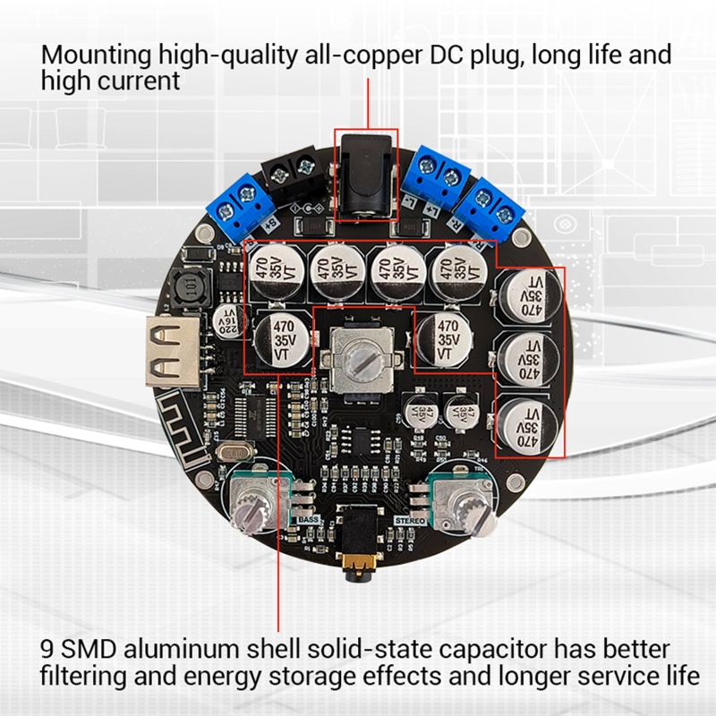 Btsg 50W+50W+100W Amplifier Board BT 5.1 TPA3116D2 Subwoofer Stereo 2.1 Channel