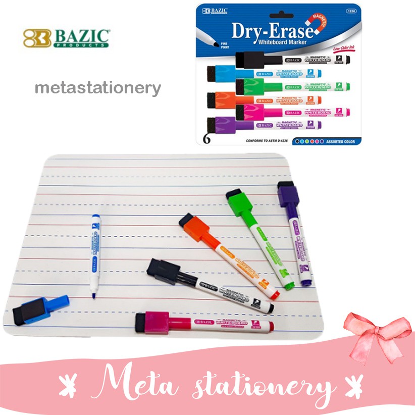 

Spidol Whiteboard dan Penghapus Set isi 6 / Bright Color Magnetic Dry-Erase Markers BAZIC