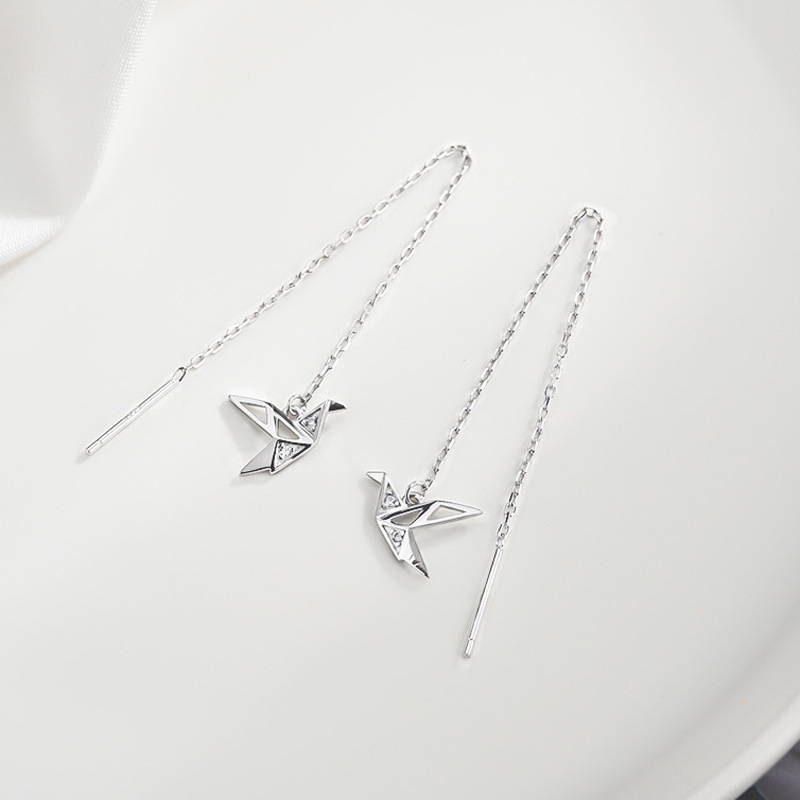 Anting Long Earrings Charm Hollow Bird  Dangle Drop Earring Girl Lady Jewelry Sweet Heart Jewelry