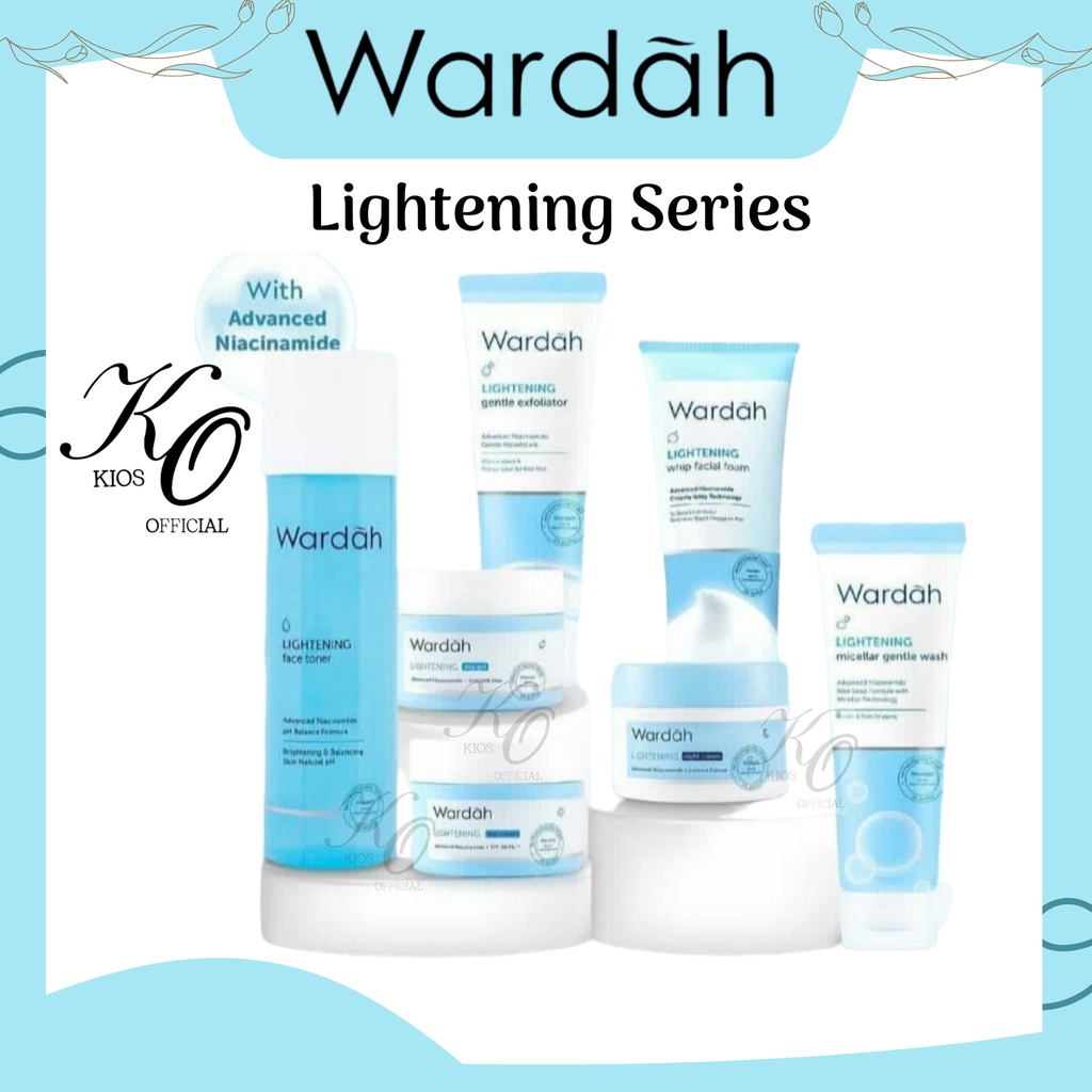 Wardah Lightening Series | Day Cream Advanced | Micellar Gentle Wash | Blue Clay Mask | Cleansing Milk | Day Gel | Face Mist | Face Toner | Gentle Exfoliator | Oil Infused Micellar Water | Night Cream Advanced