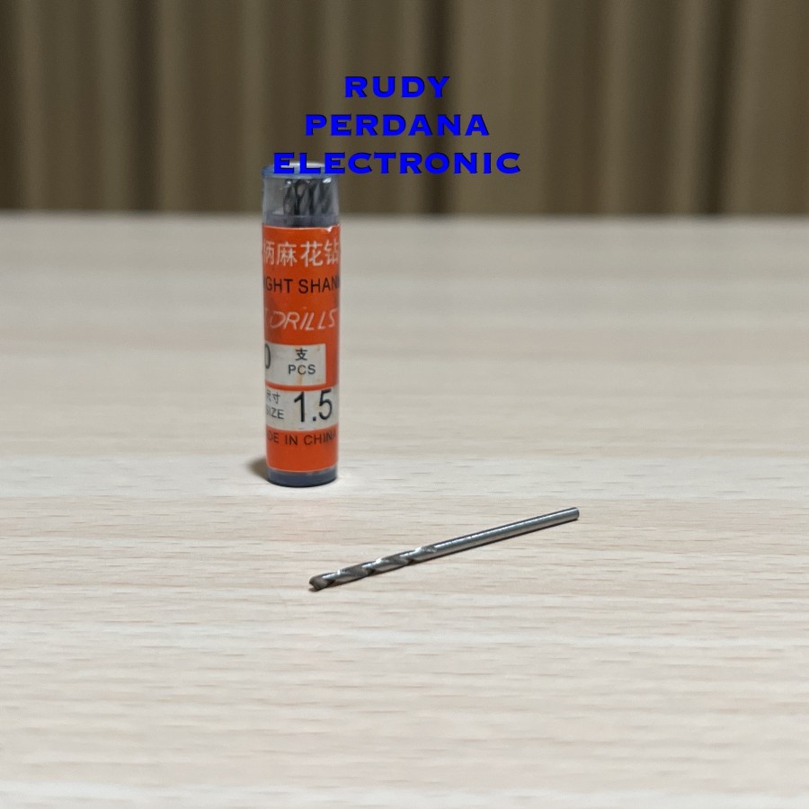 MINI DRILL SILVER TWIST BIT HSS MATA BOR PLASTIK KAYU PCB 1.5MM 1.5 MM