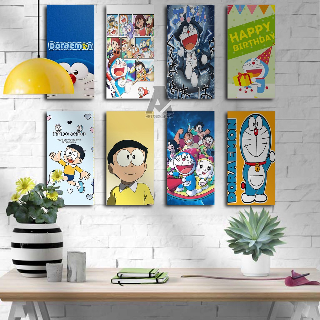 POSTER KAYU Hiasan dinding DORAEMON Hiasan Kamar 15x30cm Pajangan Rumah/ dekorasi dinding / Walldeco