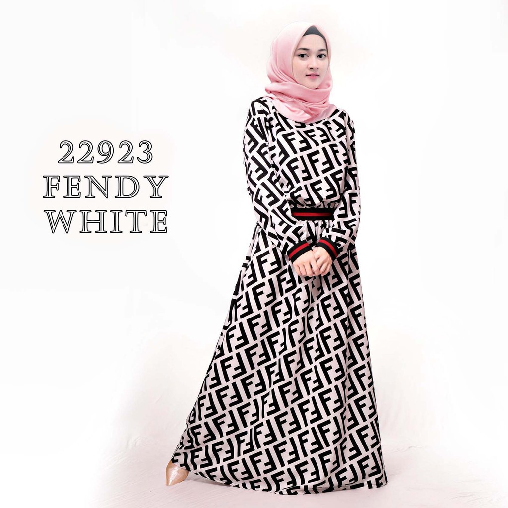 BAJU MUSLIM GAMIS SYARI GAMIS MODERN FENDY WHITE 22923
