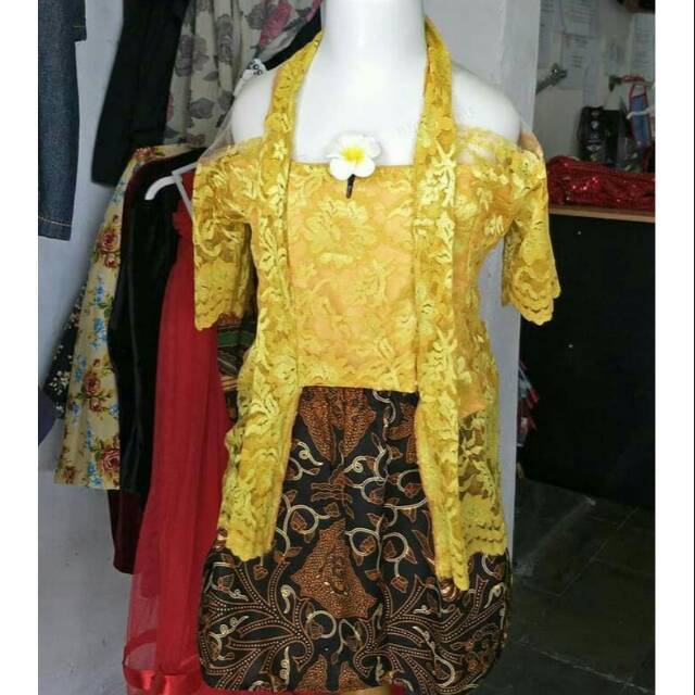 BAJU KEBAYA BROKAT ANAK SET ROK BATIK MURAH PAKAIAN ANAK CEWEK PEREMPUAN ADAT JAWA JOGJA SOLO