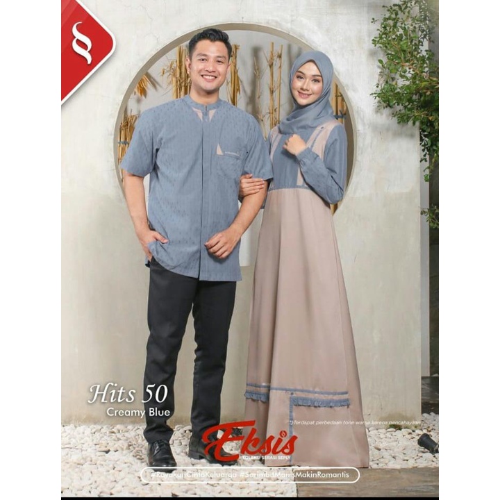 BAJU COUPLE PASANGAN - COUPLE LEBARAN 2022 - HITS 50 CREAMY BLUE - MEYRA 74 - KASEO 144