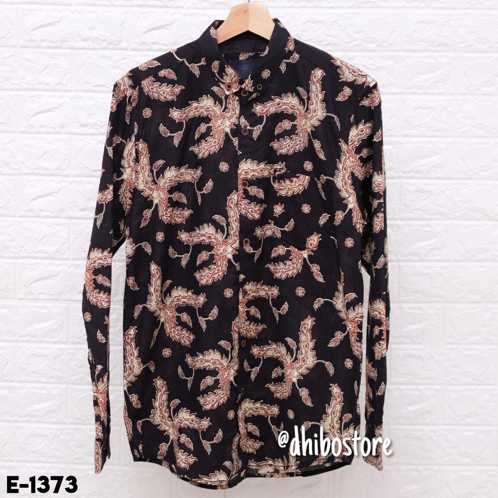 [DHIBOSTORE] Kemeja Batik Pria Lengan Panjang Motif Print Slimpit E1373