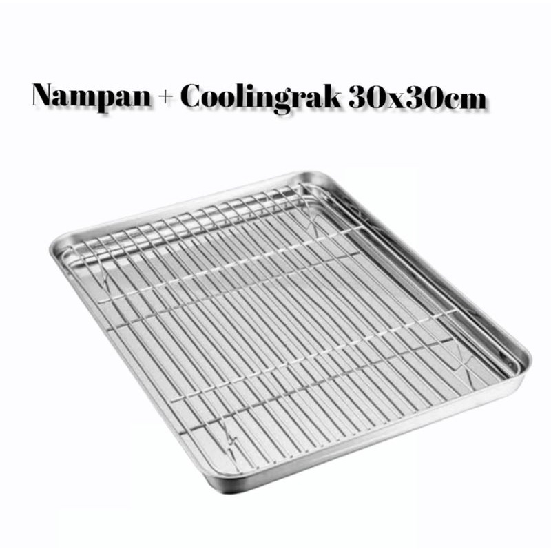 Coolingrak + Nampan 30x30cm wadah penyaring minyak makanan gorengan Serbaguna