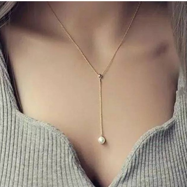 Kalung Mutiara Panjang Simple Cantik PGM K66