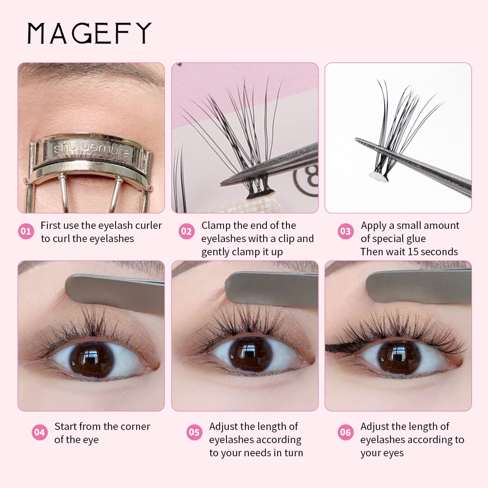 MAGEFY 3D Eyelash Extension Fish Tail Panjang Campuran 7170 Kecantikan Set