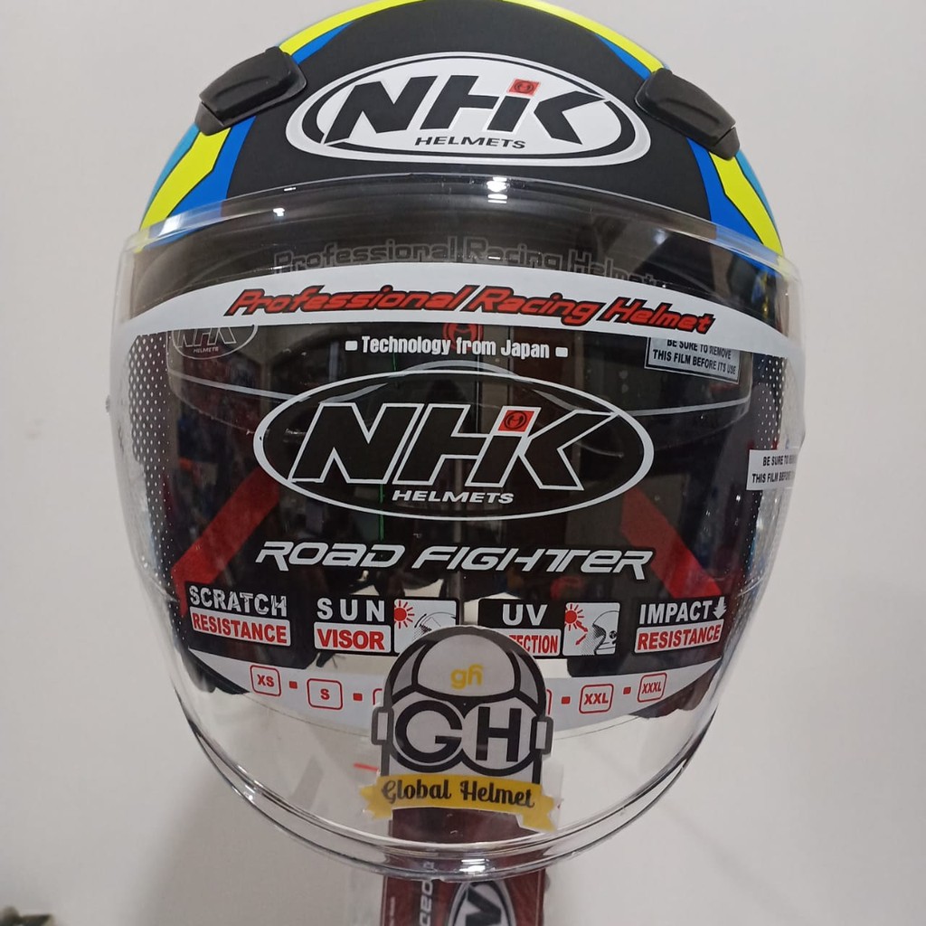 HELM NHK R1 XINOID NHK R-1 XINOID BLACK YELLOW BLUE DOFF DOUBLE VISOR