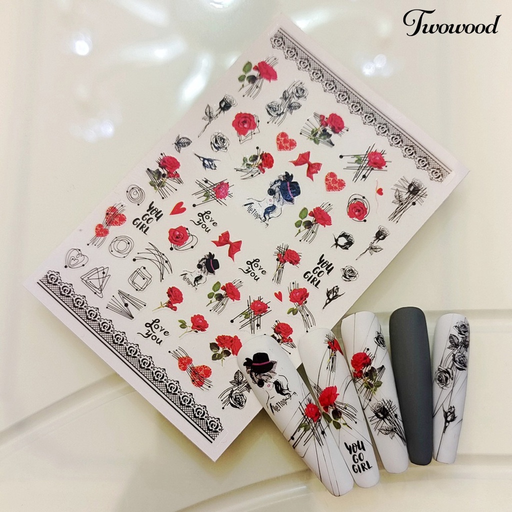 12 Pcs Stiker Kuku Motif Bunga Butterfly 2D Untuk Manicure