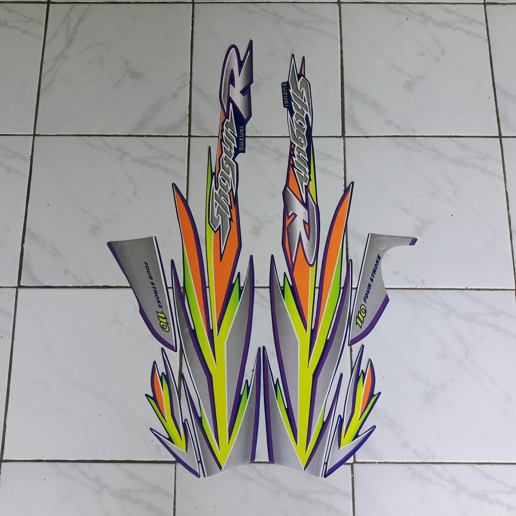 stiker striping lis body motor suzuki shogun 2002 full biru