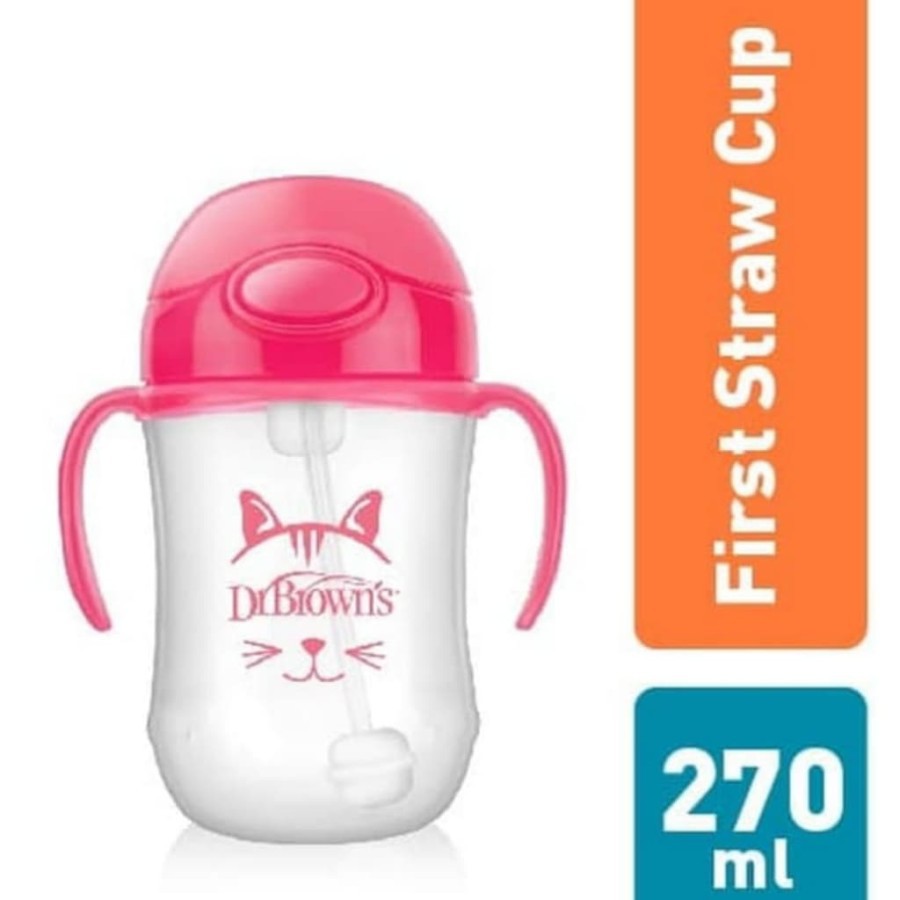 DR.BROWNS FIRST STRAW CUP W/ HANDLES 9OZ/270ML 6M+ TC91010-INTL / CUP ANAK