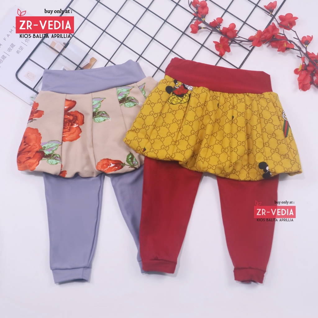 Legging Balloon Baby Girl 0-12 Bulan / Celana Rok Panjang - Baby Polos Motif - Pants Leging Kaos