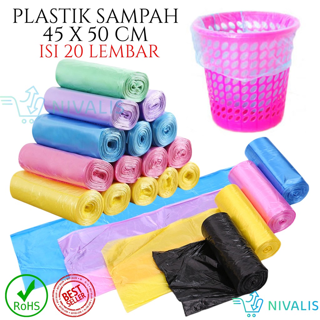 Jual Kantong Plastik Sampah 45x50cm Isi 20 Lembar Kantong Plastik Gulung Roll Plastic Trash 6330