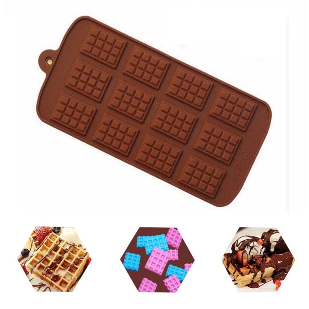 Cetakan Kue / Coklat / Waffle / Es Diy 12 Slot Bahan Silikon Anti Lengket