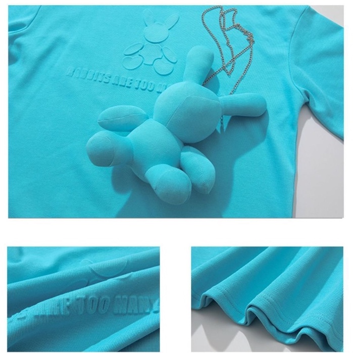 [littlecrab] Kaos Oversize Rabbit Tas T-shirt Berkualitas Kelinci Lucu Rabbits Are Too Many For Us Korean Style