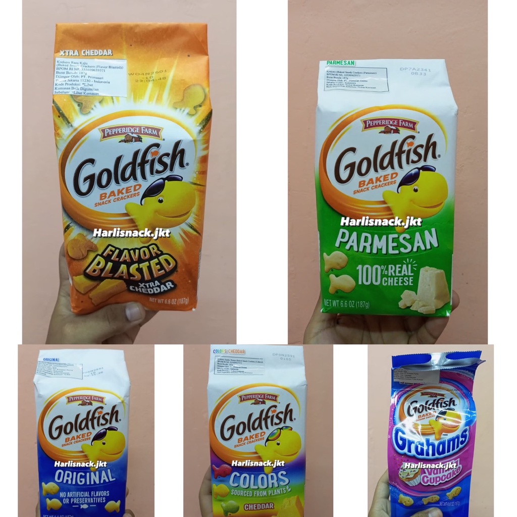 

Goldfish Baked Snack Crackers Original / Colors Cheddar / Blasted Xtra Cheddar / Vanilla Cupcake / Parmesan/Cheddar