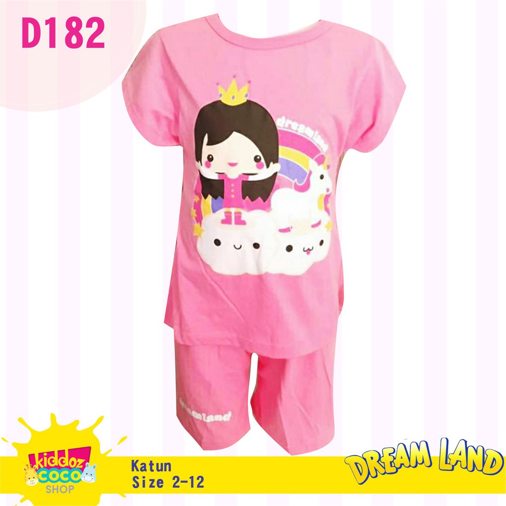 Setelan Lengan Pendek anak perempuan Dreamland / Setelan anak kecil / Baju santai / baju main