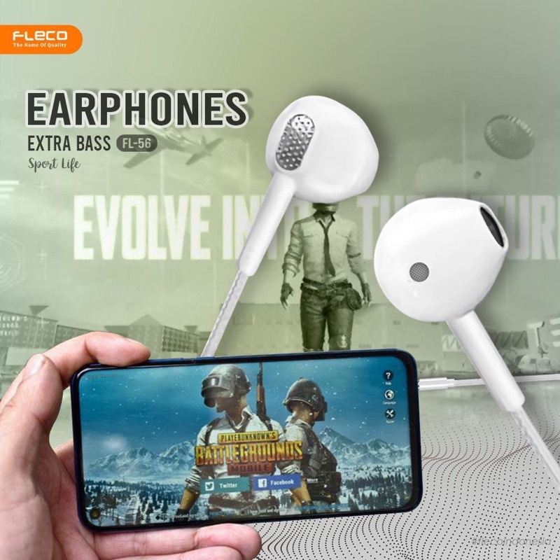 Ready Earphone Fleco FL-56 Stereo Handsfree Fleco FL-56