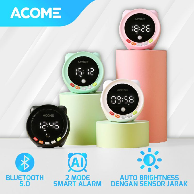 Acome A9 Speaker Bluetooth 5.0 Dual Smart Alarm Auto Brightness