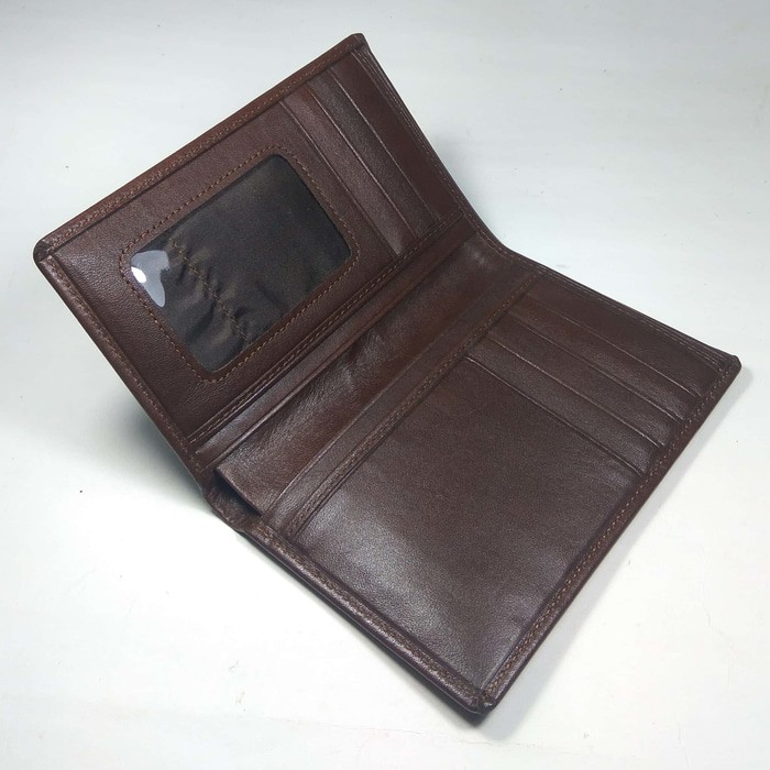 dompet medium unisex kulit asli warna coklat medium wallet 3/4