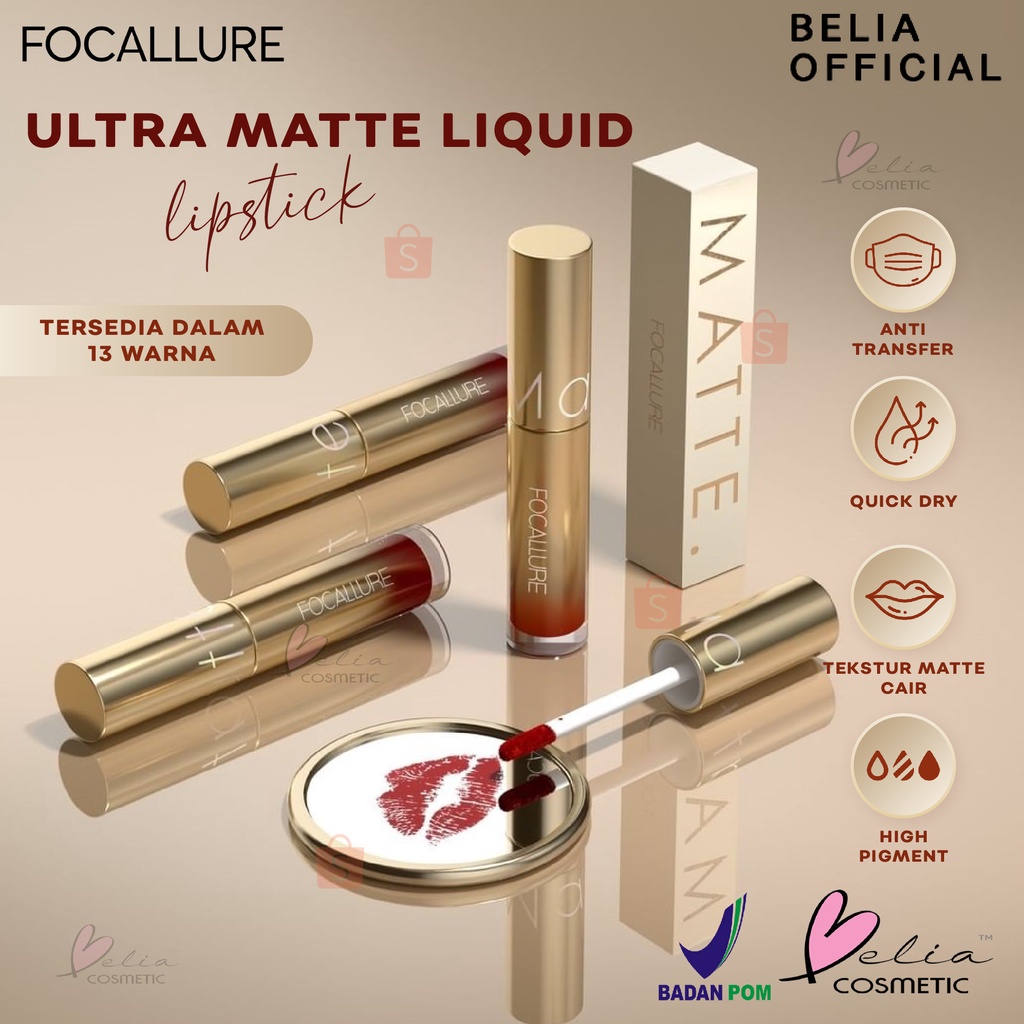 ❤ BELIA ❤ FOCALLURE Ultra Matte Liquid Lipstick FA245 | #GoldenAge Liquid Matte Lipstik Fast Dry Tahan air Lip Tint | BPOM
