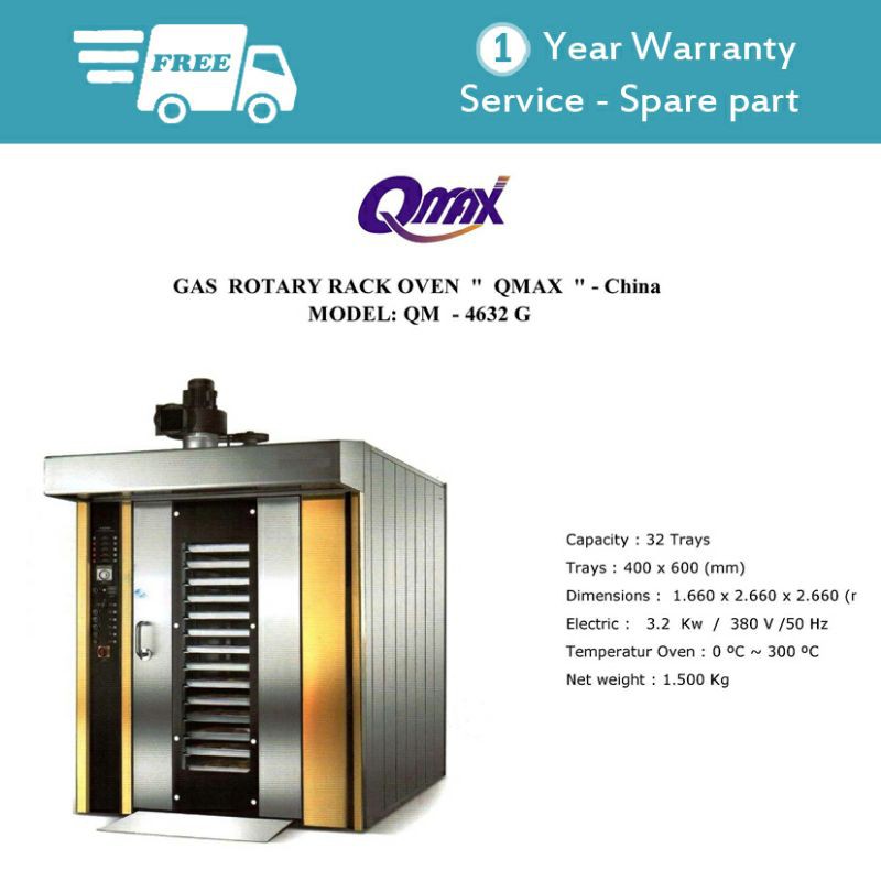 Gas Rotary Rack Oven QMax Model : QM - 4632 G