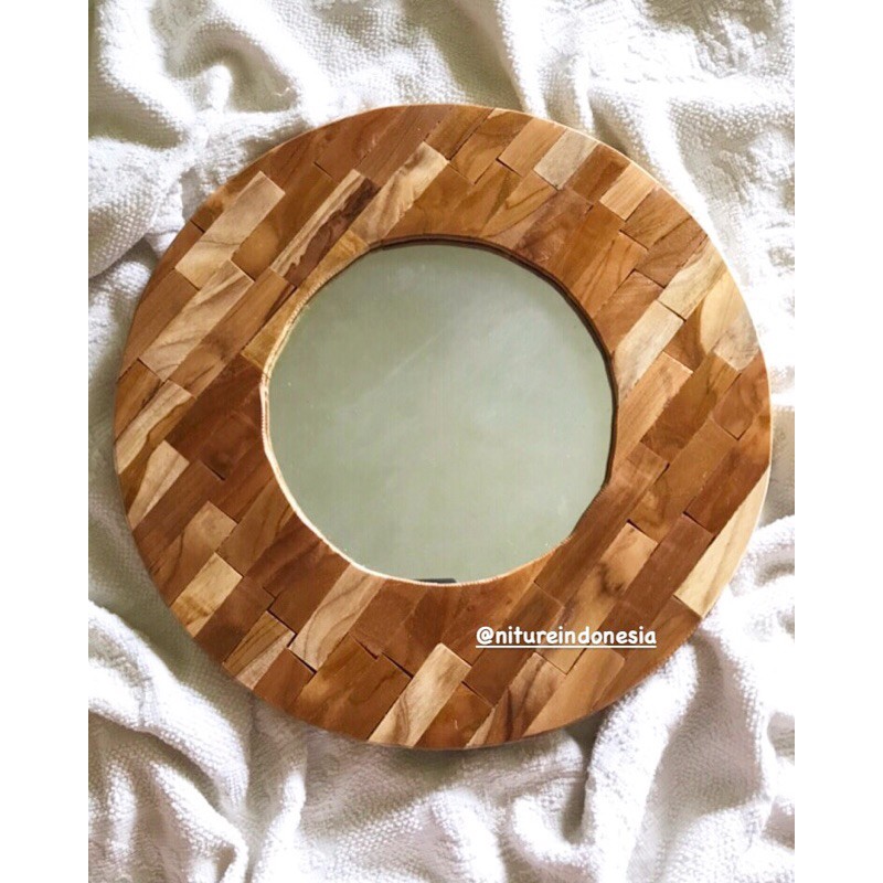 Cermin Mozaik Mini Jati Tempel
