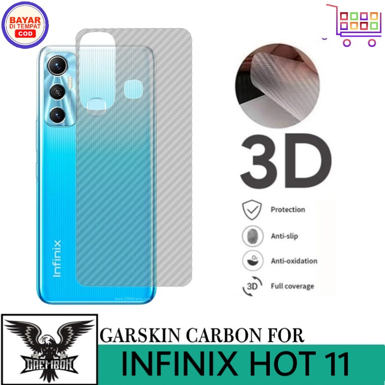 GARSKIN INFINIX HOT 11 SKIN HANDPHONE CARBON 3D ANTI GORES BELAKANG