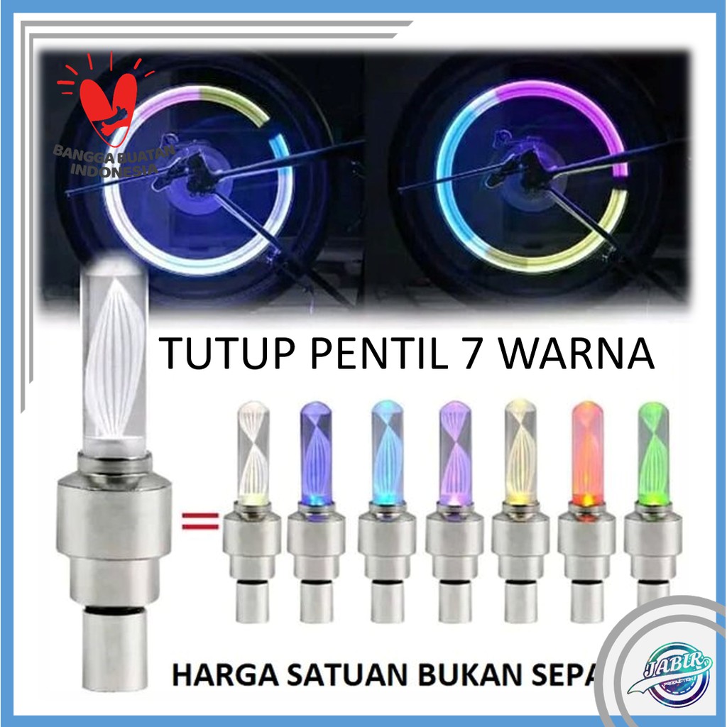 Tutup Pentil LED Lampu Menyala 7 Warna Warni Motif Rainbow