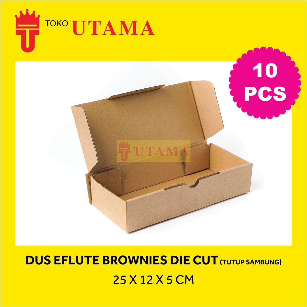 

(10pcs) 25 X 12 X 5 Brownies Box Kraft Dus Coklat Kotak Kue Roti Cake Eflute Die cut