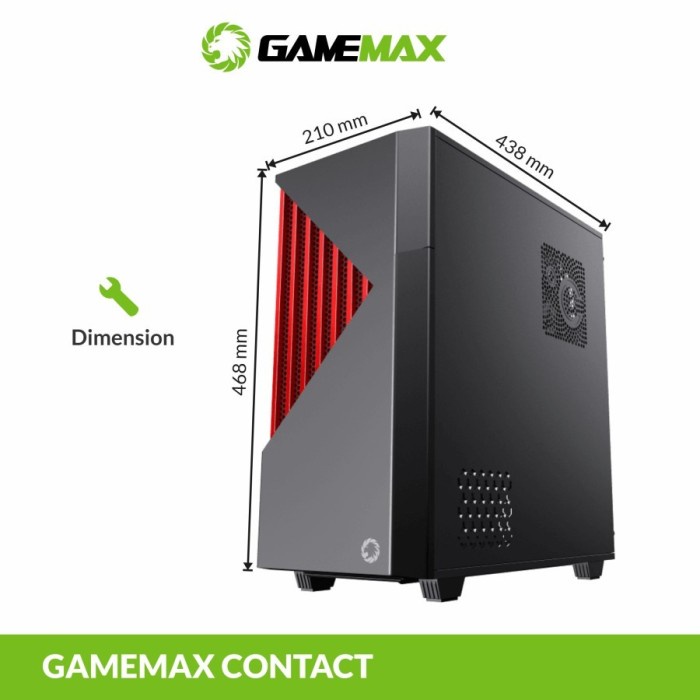 Gamemax Contac COC Black Red E-ATX Gaming PC Case With COC Fan &amp; PWM
