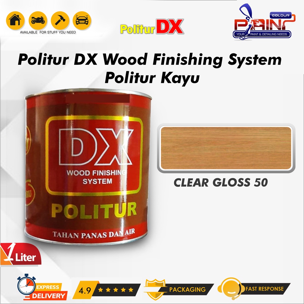 Politur DX Wood Finishing System 1L Politur Kayu - Clear Gloss 50