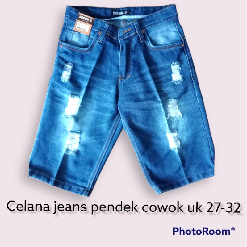 (RIPPED)Celana jeans pendek dewasa big size uk 27-32 cm