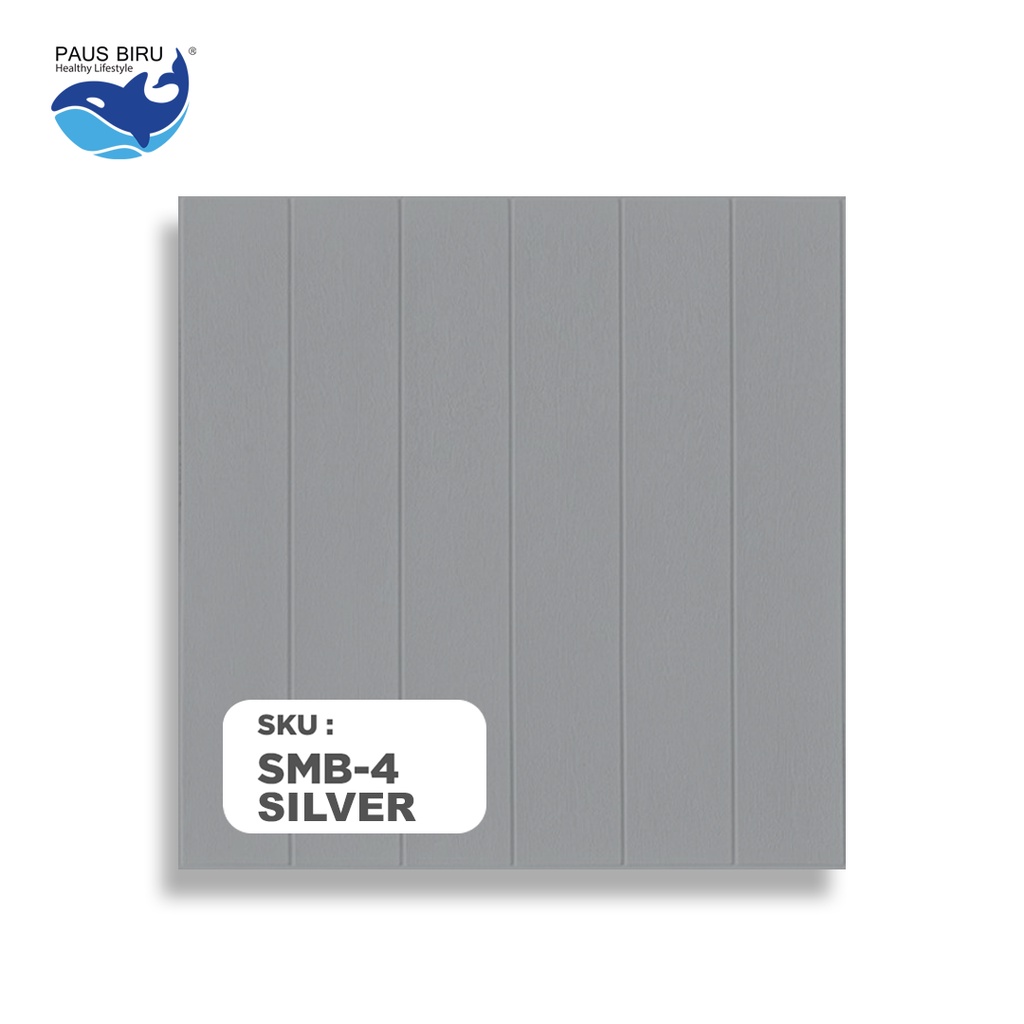 Paus Biru - Wallpaper dinding 3d motif kayu wood foam 70x70cm / wallfoam motif kayu-SMB-4 Silver