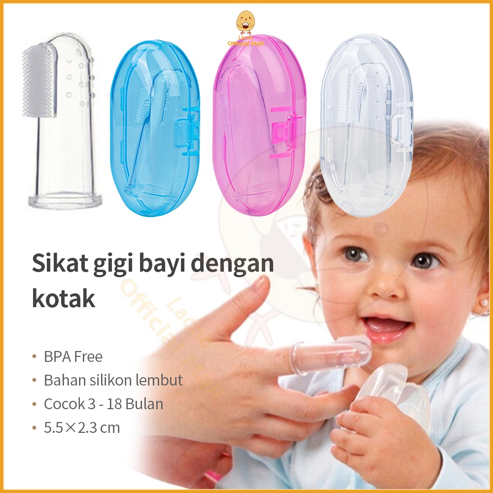 Lacoo Sikat gigi bayi bahan silikon lembut Baby finger toothbrush untuk 3 Bulan - 18 Bulan